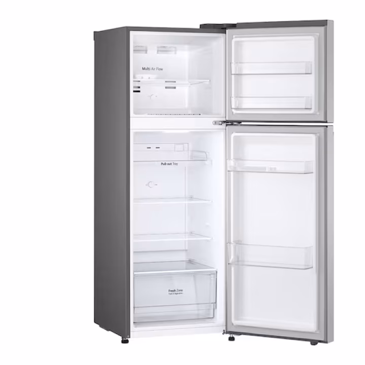 ثلاجة إل جي بلاتينيوم 243 لترًا بفريزر علوي، لون فضي GR-B355PLMB