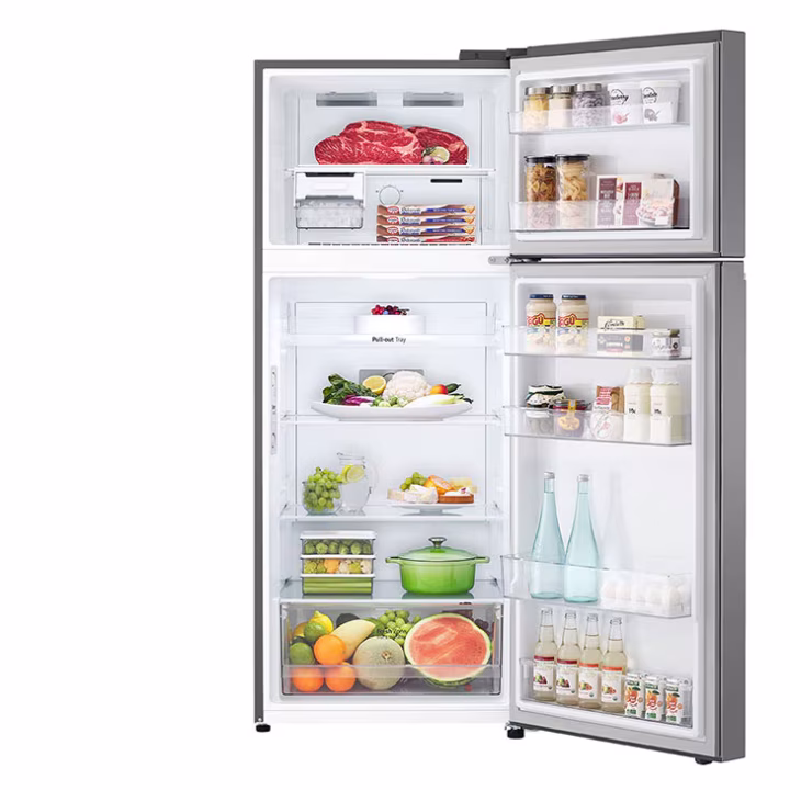 ثلاجة إل جي بمبرد علوي، وعاكس ذكي لون غرافيت فولاذ  GN-B502PQGB